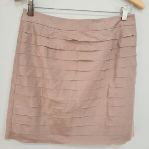 Loft Silk Tan taupe Layered Mini Skirt Sz 6P